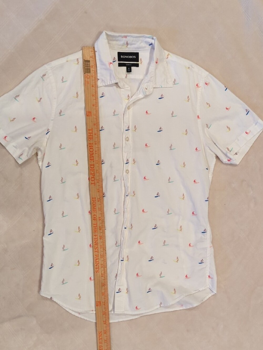 Bonobos White Short-Sleeve Button-Down Shirt with Multicolor Surf Icons - Picture 4 of 4